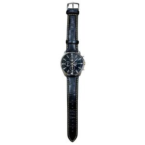 Seiko Chronograph Men’s Watch – Stainless Steel & Black Calf Leather Strap